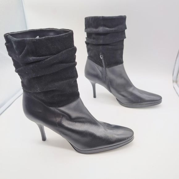 New York Transit Sz 9.5 Elegant Black Leather Women's Ankle Boots - Picture 7 of 8